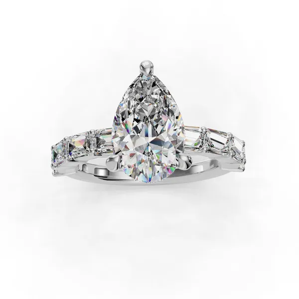 14K White Gold Pear Engagement Ring Setting Image 4 SVS Fine Jewelry Oceanside, NY