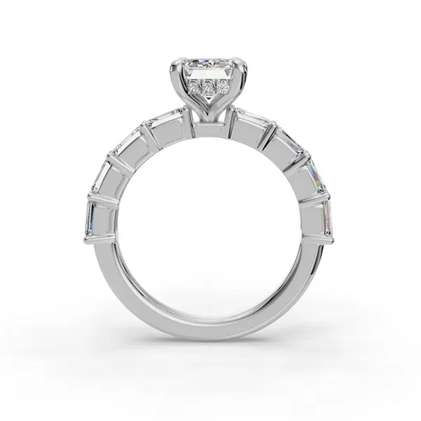 14K White Gold Emerald Engagement Ring Setting Image 2 SVS Fine Jewelry Oceanside, NY