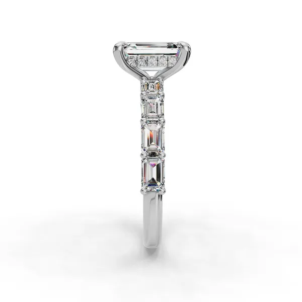 14K White Gold Emerald Engagement Ring Setting Image 3 SVS Fine Jewelry Oceanside, NY