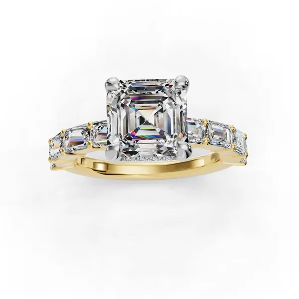 14K Yellow Gold Asscher Engagement Ring Setting Image 4 SVS Fine Jewelry Oceanside, NY
