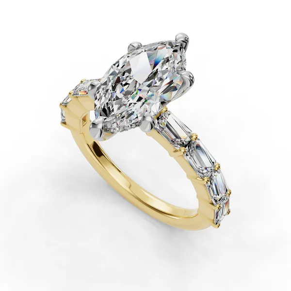 14K Yellow Gold Marquise Engagement Ring Setting SVS Fine Jewelry Oceanside, NY