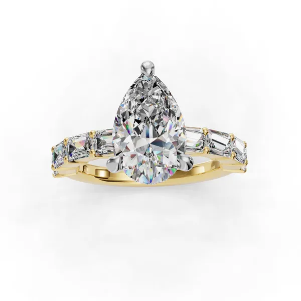 14K Yellow Gold Pear Engagement Ring Setting Image 4 SVS Fine Jewelry Oceanside, NY