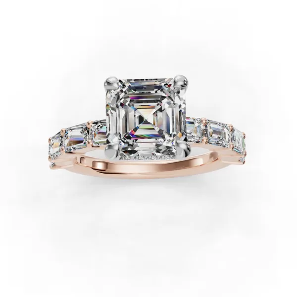 18K Rose Gold Asscher Engagement Ring Setting Image 4 SVS Fine Jewelry Oceanside, NY