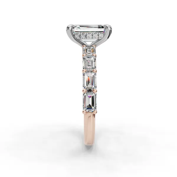 18K Rose Gold Emerald Engagement Ring Setting Image 3 SVS Fine Jewelry Oceanside, NY