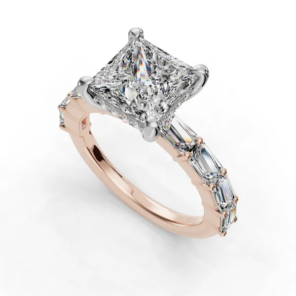 18K Rose Gold Princess Engagement Ring Setting SVS Fine Jewelry Oceanside, NY