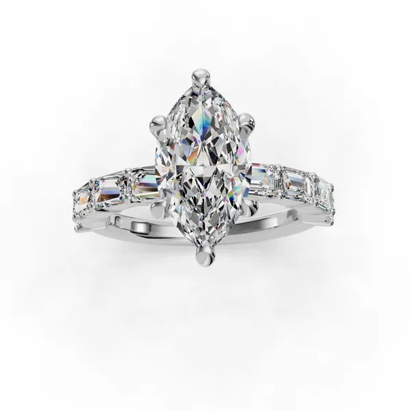 18K White Gold Marquise Engagement Ring Setting Image 4 SVS Fine Jewelry Oceanside, NY