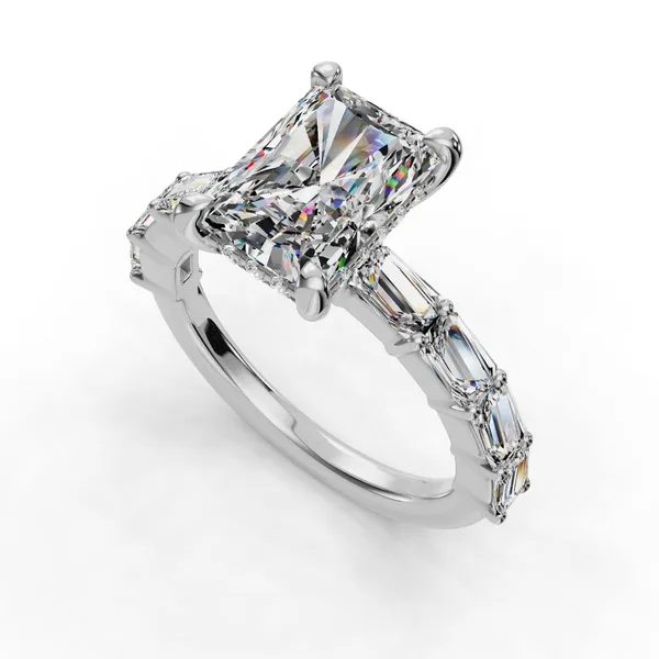 18K White Gold Radiant Engagement Ring Setting SVS Fine Jewelry Oceanside, NY