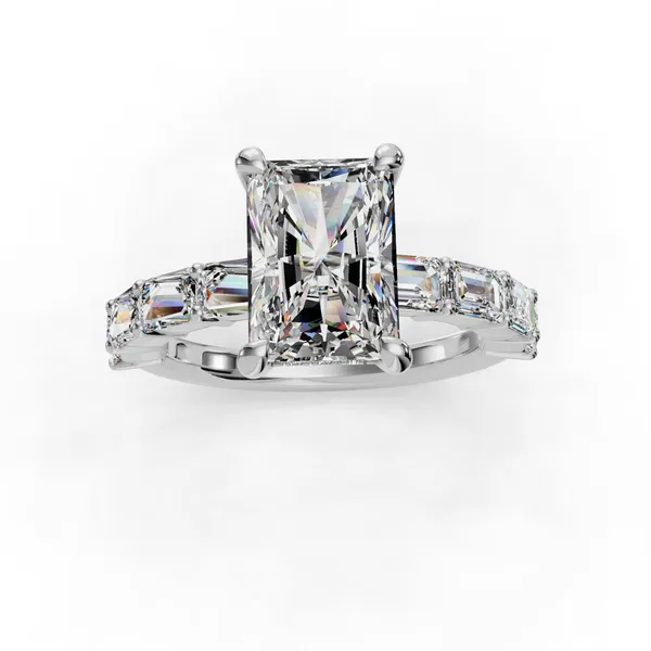 18K White Gold Radiant Engagement Ring Setting Image 4 SVS Fine Jewelry Oceanside, NY