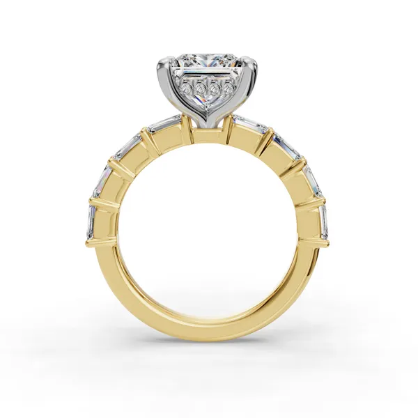 18K Yellow Gold Princess Engagement Ring Setting Image 2 SVS Fine Jewelry Oceanside, NY