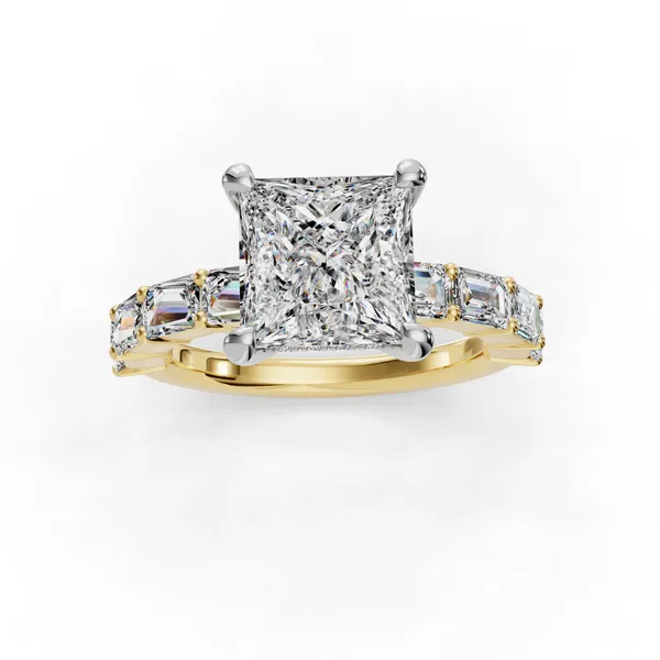 18K Yellow Gold Princess Engagement Ring Setting Image 4 SVS Fine Jewelry Oceanside, NY