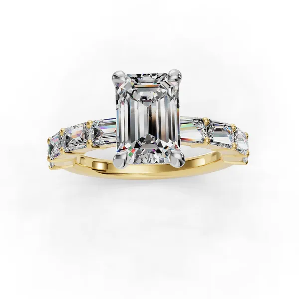 18K Yellow Gold Emerald Engagement Ring Setting Image 4 SVS Fine Jewelry Oceanside, NY