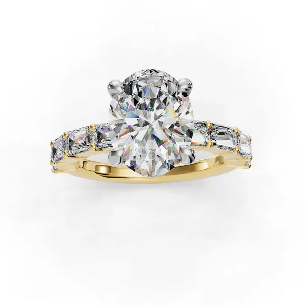 18K Yellow Gold Oval Engagement Ring Setting Image 4 SVS Fine Jewelry Oceanside, NY