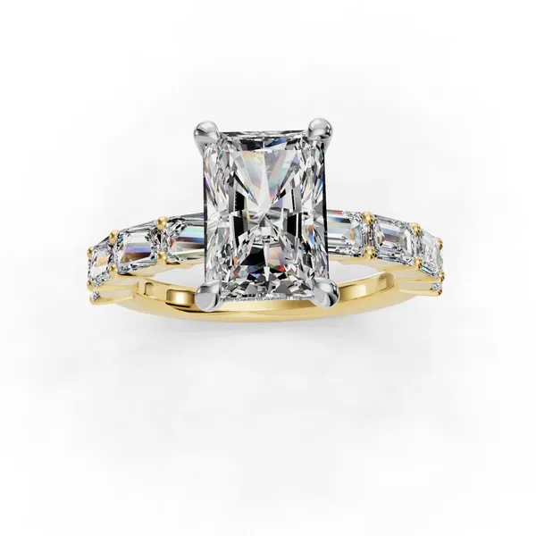 18K Yellow Gold Radiant Engagement Ring Setting Image 4 SVS Fine Jewelry Oceanside, NY