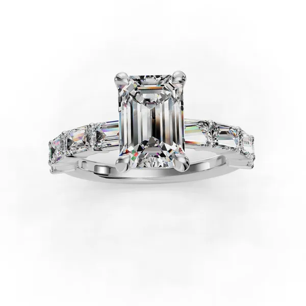 Platinum Emerald Engagement Ring Setting Image 4 SVS Fine Jewelry Oceanside, NY