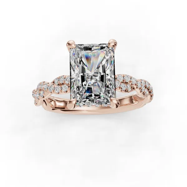 14K Rose Gold Radiant Engagement Ring Setting Image 4 SVS Fine Jewelry Oceanside, NY