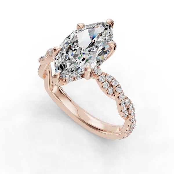 14K Rose Gold Marquise Engagement Ring Setting SVS Fine Jewelry Oceanside, NY