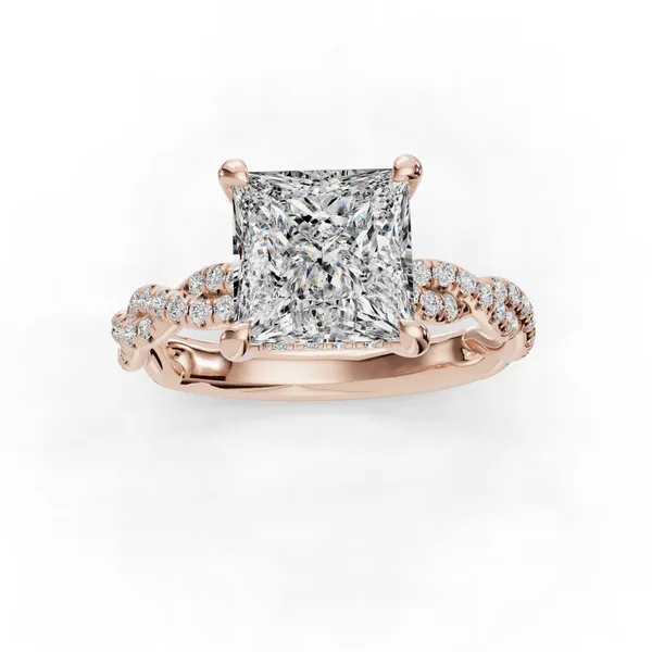 14K Rose Gold Princess Engagement Ring Setting Image 4 SVS Fine Jewelry Oceanside, NY