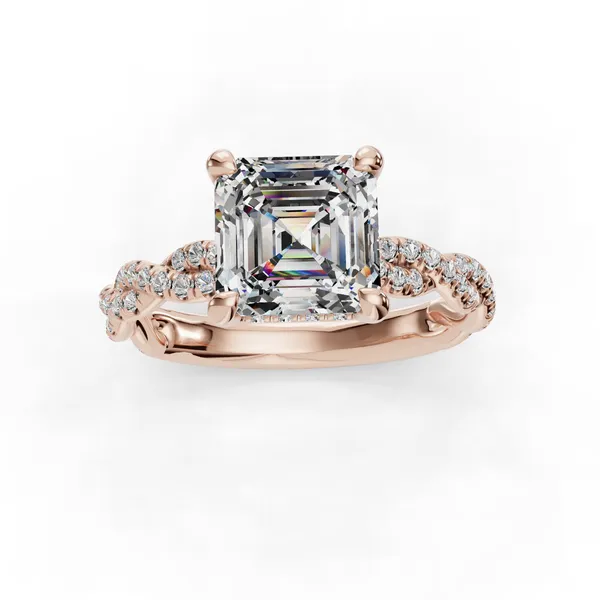 14K Rose Gold Asscher Engagement Ring Setting Image 4 SVS Fine Jewelry Oceanside, NY