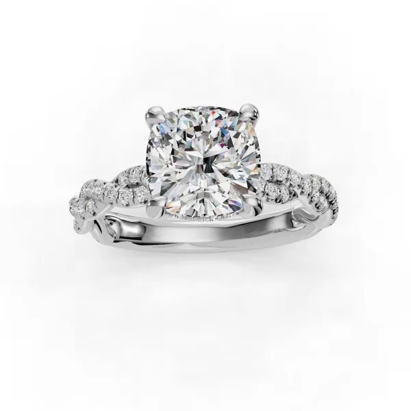 14K White Gold Cushion Engagement Ring Setting Image 4 SVS Fine Jewelry Oceanside, NY