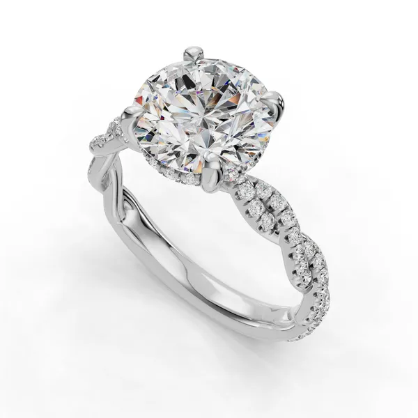 14K White Gold Round Engagement Ring Setting SVS Fine Jewelry Oceanside, NY