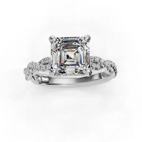 14K White Gold Asscher Engagement Ring Setting Image 4 SVS Fine Jewelry Oceanside, NY