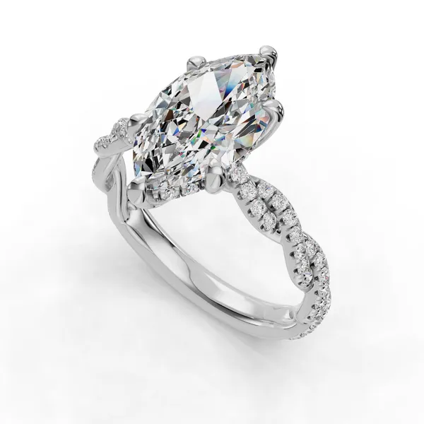 14K White Gold Marquise Engagement Ring Setting SVS Fine Jewelry Oceanside, NY