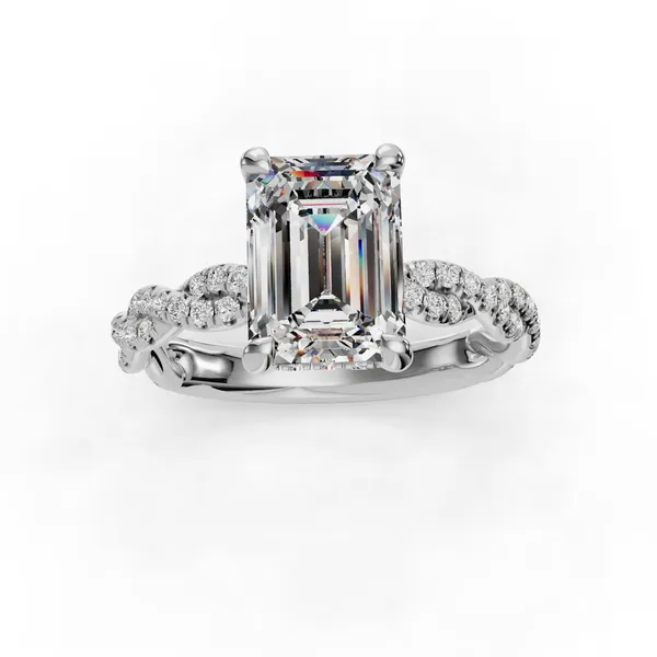 14K White Gold Emerald Engagement Ring Setting Image 4 SVS Fine Jewelry Oceanside, NY