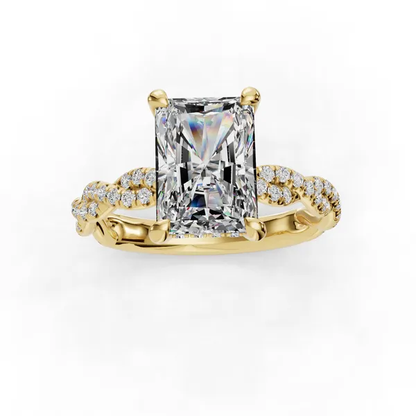 14K Yellow Gold Radiant Engagement Ring Setting Image 4 SVS Fine Jewelry Oceanside, NY