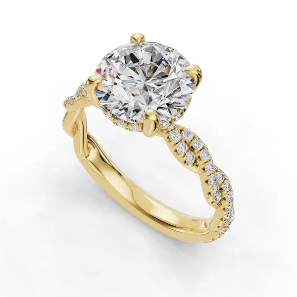 14K Yellow Gold Round Engagement Ring Setting SVS Fine Jewelry Oceanside, NY