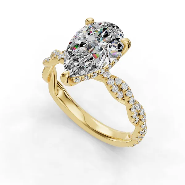 14K Yellow Gold Pear Engagement Ring Setting SVS Fine Jewelry Oceanside, NY