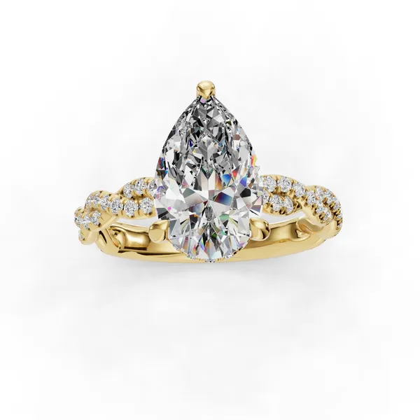 14K Yellow Gold Pear Engagement Ring Setting Image 4 SVS Fine Jewelry Oceanside, NY