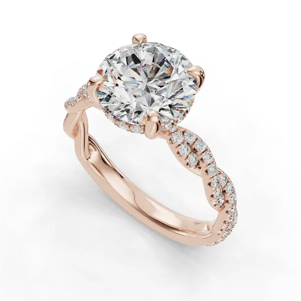 18K Rose Gold Round Engagement Ring Setting SVS Fine Jewelry Oceanside, NY