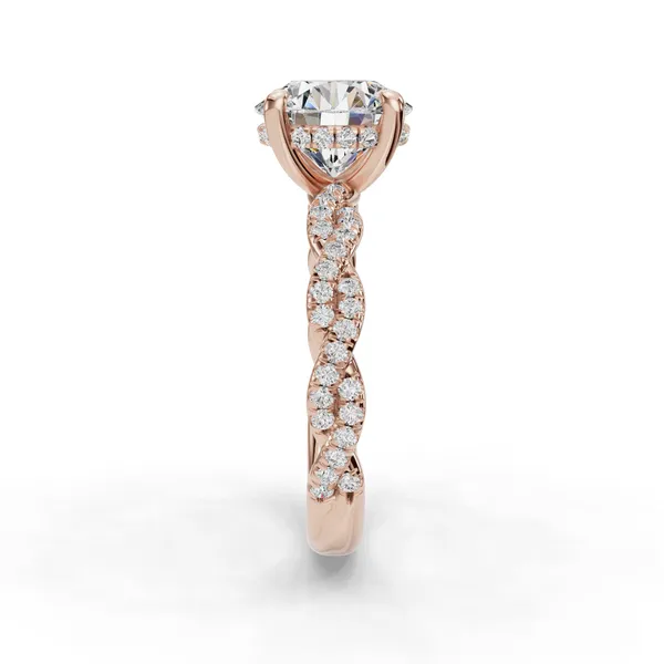 18K Rose Gold Round Engagement Ring Setting Image 3 SVS Fine Jewelry Oceanside, NY