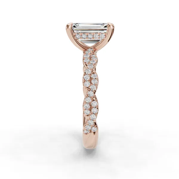 18K Rose Gold Emerald Engagement Ring Setting Image 3 SVS Fine Jewelry Oceanside, NY