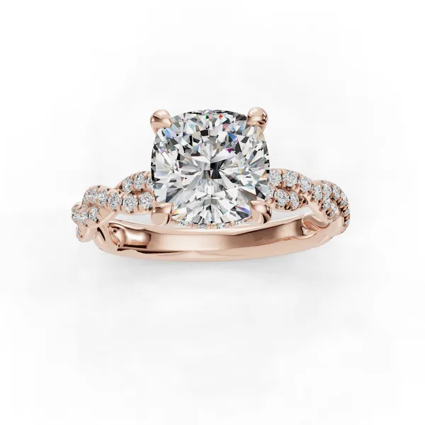 18K Rose Gold Cushion Engagement Ring Setting Image 4 SVS Fine Jewelry Oceanside, NY