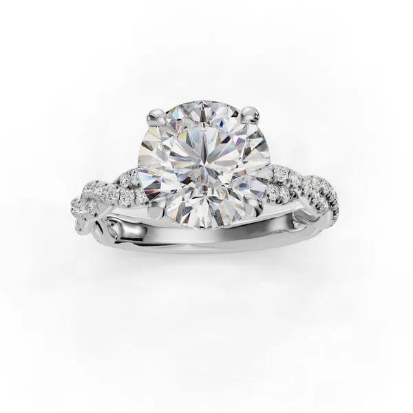 18K White Gold Round Engagement Ring Setting Image 4 SVS Fine Jewelry Oceanside, NY