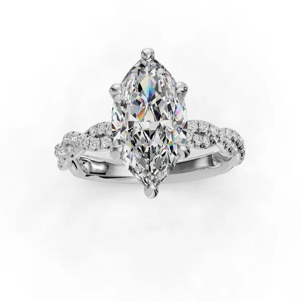 18K White Gold Marquise Engagement Ring Setting Image 4 SVS Fine Jewelry Oceanside, NY