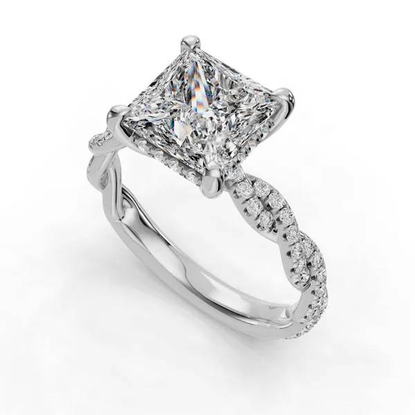 18K White Gold Princess Engagement Ring Setting SVS Fine Jewelry Oceanside, NY