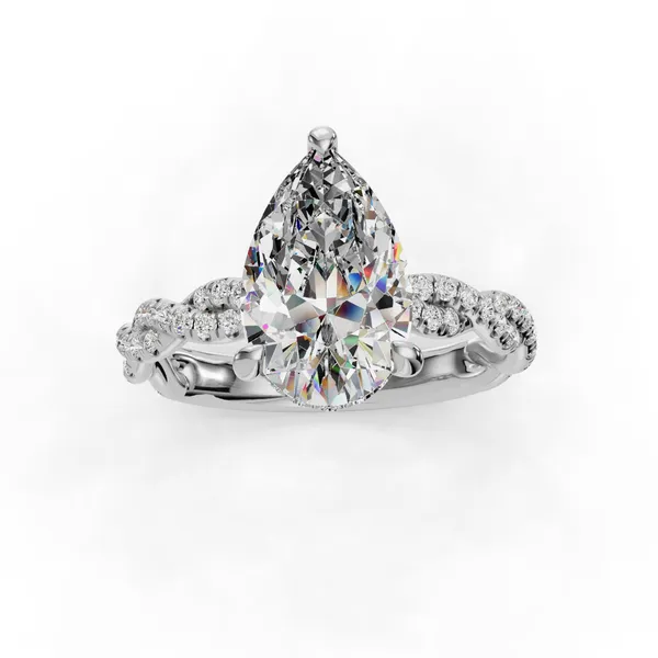 18K White Gold Pear Engagement Ring Setting Image 4 SVS Fine Jewelry Oceanside, NY