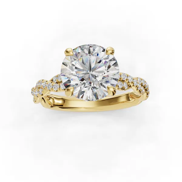 18K Yellow Gold Round Engagement Ring Setting Image 4 SVS Fine Jewelry Oceanside, NY