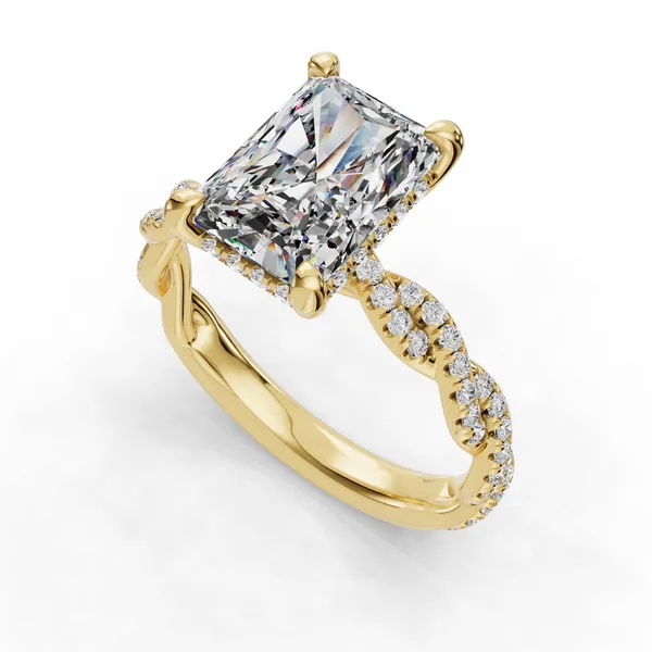 18K Yellow Gold Radiant Engagement Ring Setting SVS Fine Jewelry Oceanside, NY