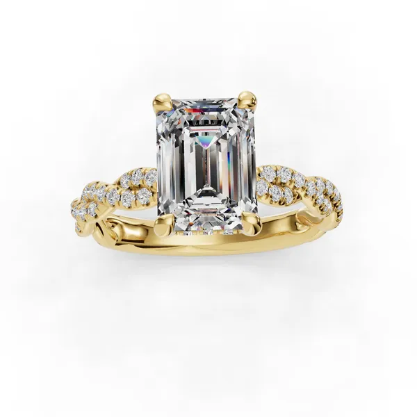 18K Yellow Gold Emerald Engagement Ring Setting Image 4 SVS Fine Jewelry Oceanside, NY