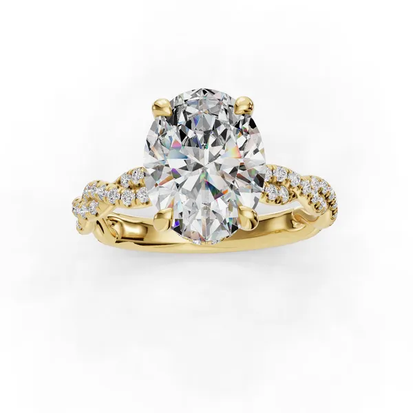 18K Yellow Gold Oval Engagement Ring Setting Image 4 SVS Fine Jewelry Oceanside, NY