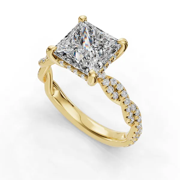 18K Yellow Gold Princess Engagement Ring Setting SVS Fine Jewelry Oceanside, NY