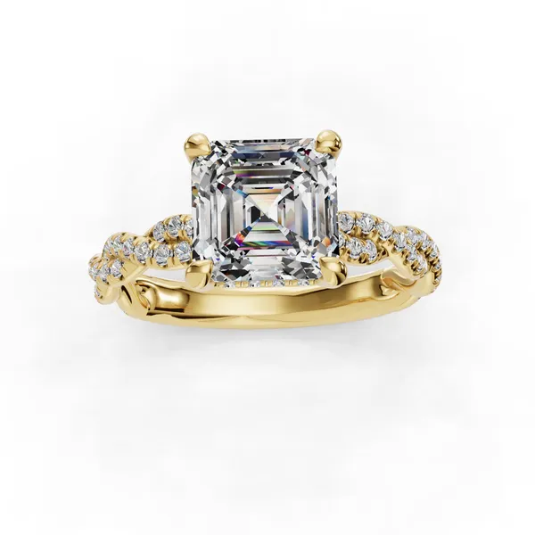 18K Yellow Gold Asscher Engagement Ring Setting Image 4 SVS Fine Jewelry Oceanside, NY