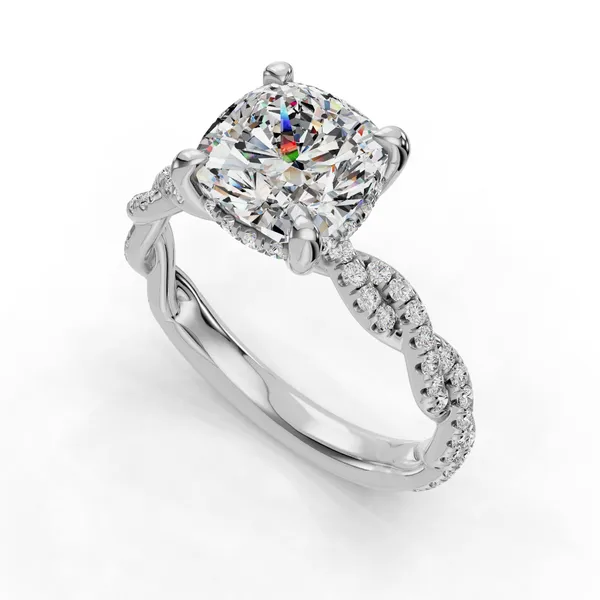 Platinum Cushion Engagement Ring Setting SVS Fine Jewelry Oceanside, NY