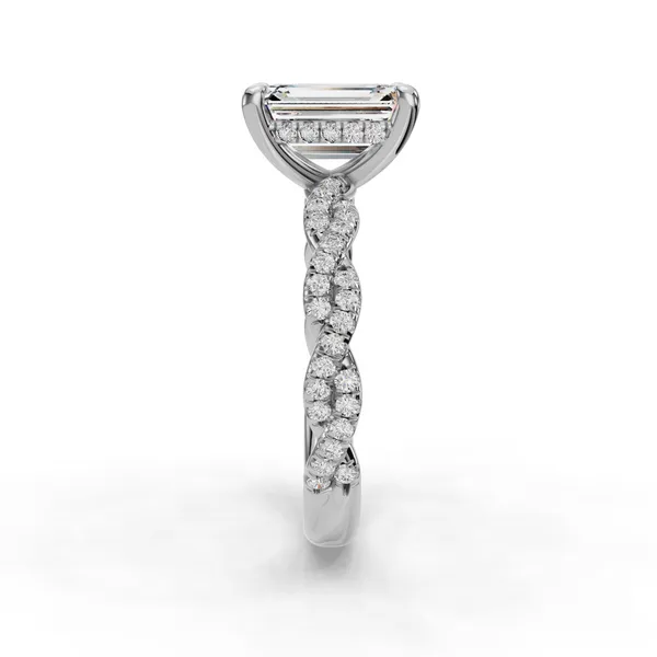 Platinum Emerald Engagement Ring Setting Image 3 SVS Fine Jewelry Oceanside, NY