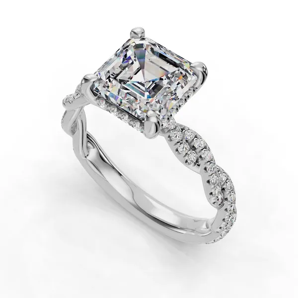 Platinum Asscher Engagement Ring Setting SVS Fine Jewelry Oceanside, NY