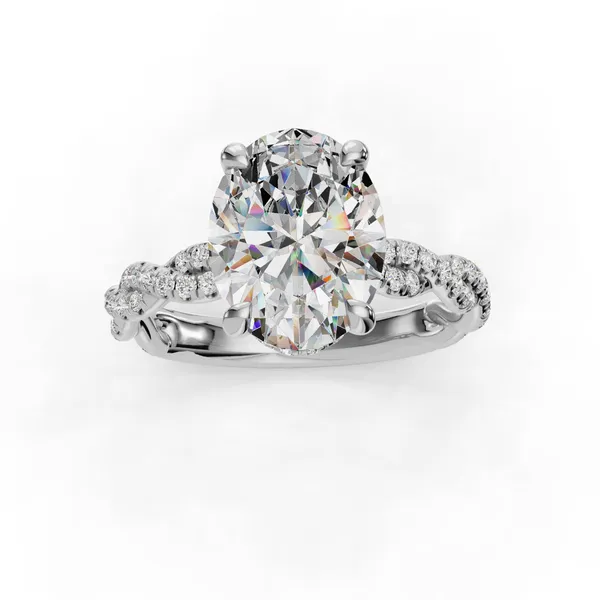 Platinum Oval Engagement Ring Setting Image 4 SVS Fine Jewelry Oceanside, NY