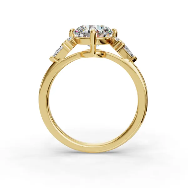 18K Yellow Gold Round Engagement Ring Setting Image 2 SVS Fine Jewelry Oceanside, NY